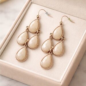 Elegant Cream Teardrop Earrings